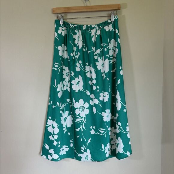J. Crew SET Satin Back Crepe Midi Skirt & Tank Green Floral Print 6/S - Picture 12 of 14